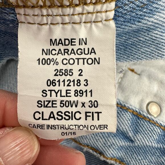 Saddlebred Big & Tall Classic Fit Jeans Mens 50 x 30 Distressed Lt Wash Cowboy - Picture 4 of 9